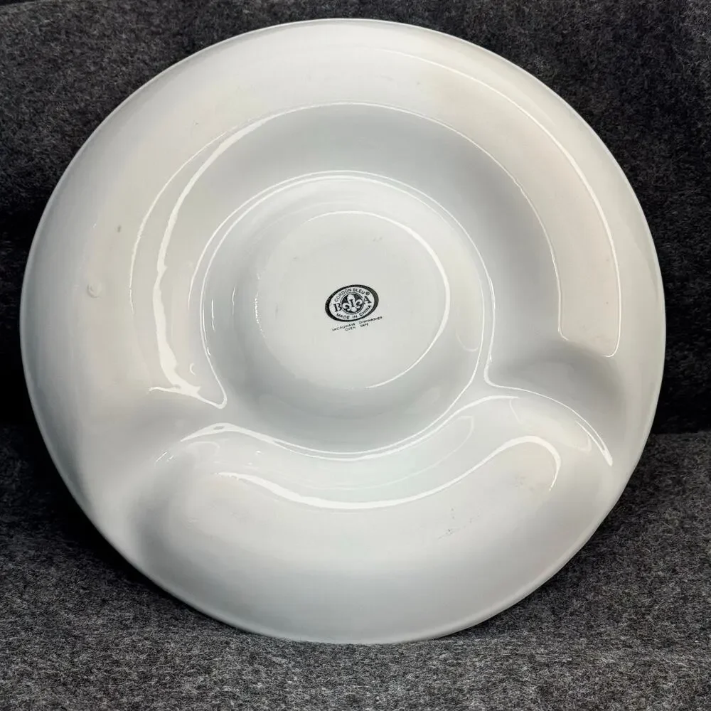 BIA Cordon Bleu White Smooth 3-Part Serving Tray Dish 9 1/4” Discontinued